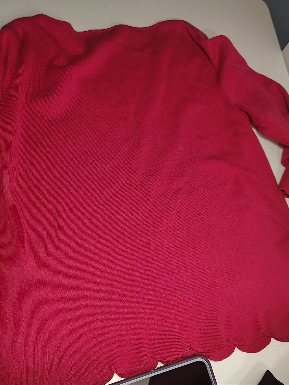 Talbots Petites Hot Pink Scalloped Ribbed Knit Sweater XL Petite - Picture 2 of 3